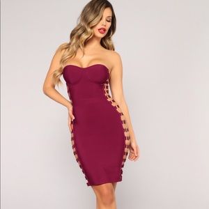 NWOT Burgundy bandage dress